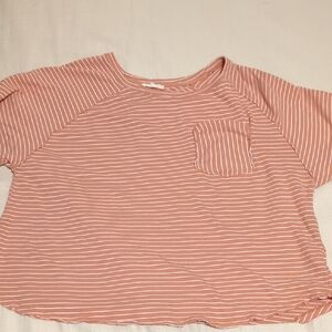 Women’s Orange Rust Stripe Pocket Tee